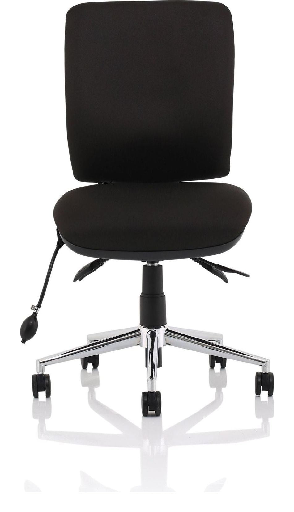 Chiro Medium Back Posture Chair, black fabric, no arms, another view 1