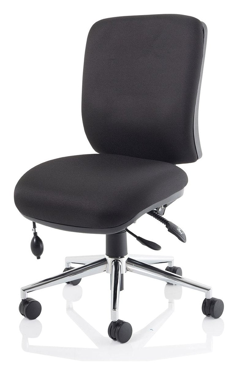 Chiro Medium Back Posture Chair, black fabric, no arms, another view 2