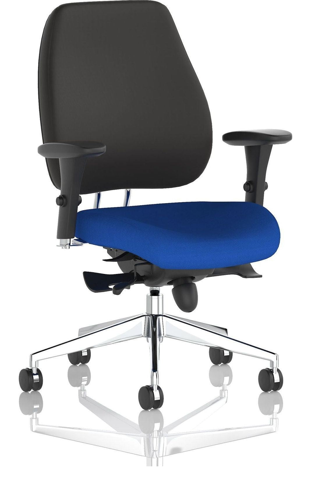 Chiro Plus Bespoke Ergonomic Posture Chair, blue, black back, no headrest