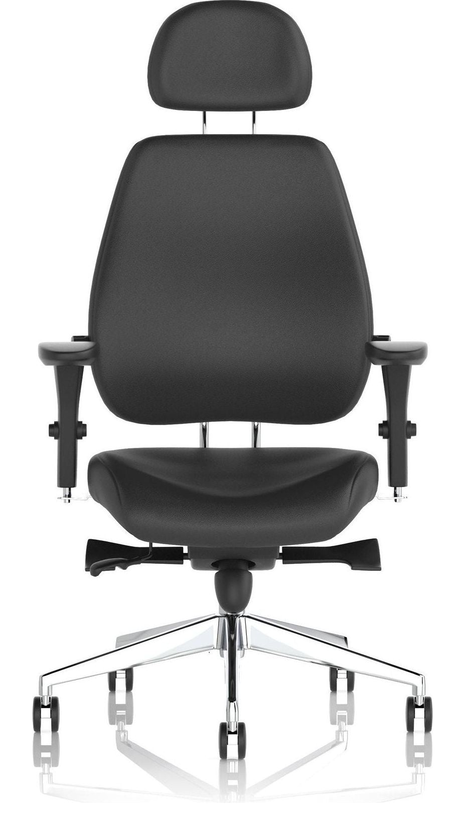 Chiro Plus Ultimate Fabric Ergonomic Posture Chair, black leather, another view 1