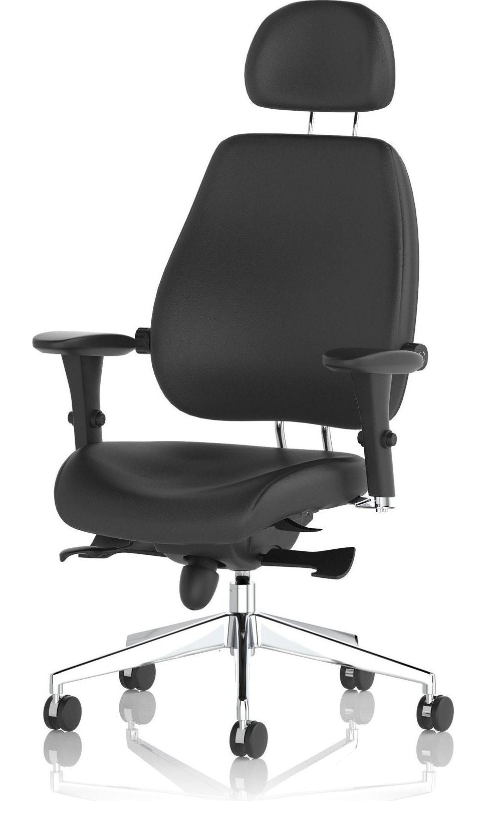 Chiro Plus Ultimate Fabric Ergonomic Posture Chair, black leather, another view 2