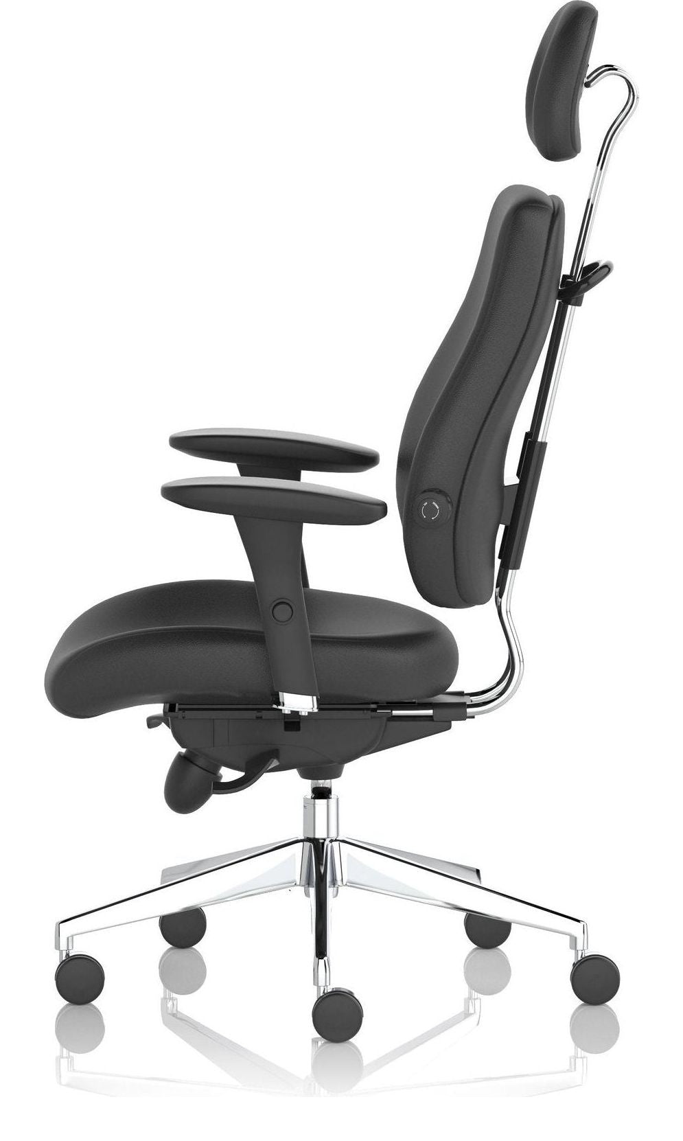 Chiro Plus Ultimate Fabric Ergonomic Posture Chair, black leather, another view 3