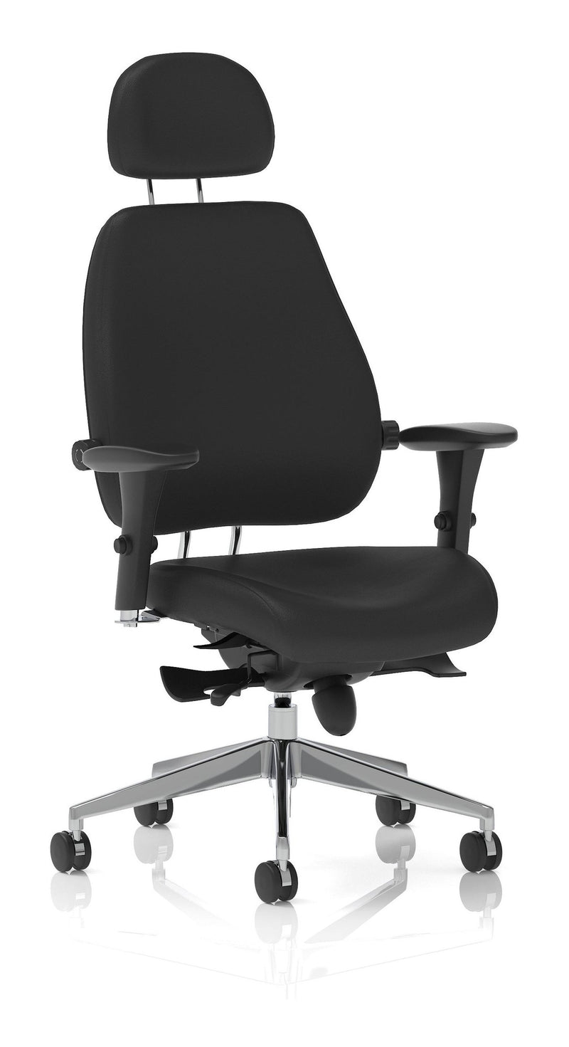 Chiro Plus Ultimate Leather Ergonomic Posture Chair, black leather