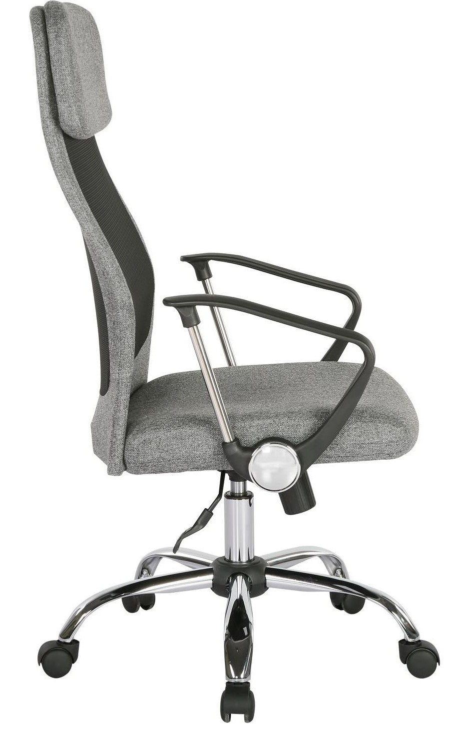 Chord High Back Mesh Operator Chair in grey from the side