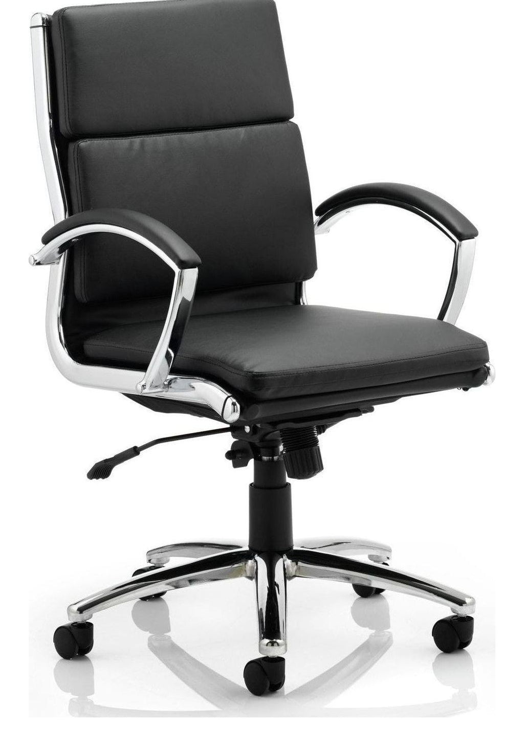 Classic Executive Chair, black leather, medium back, castors