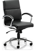 Classic Executive Chair, black leather, medium back, castors
