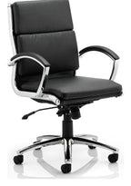 Classic Executive Chair, black leather, medium back, castors