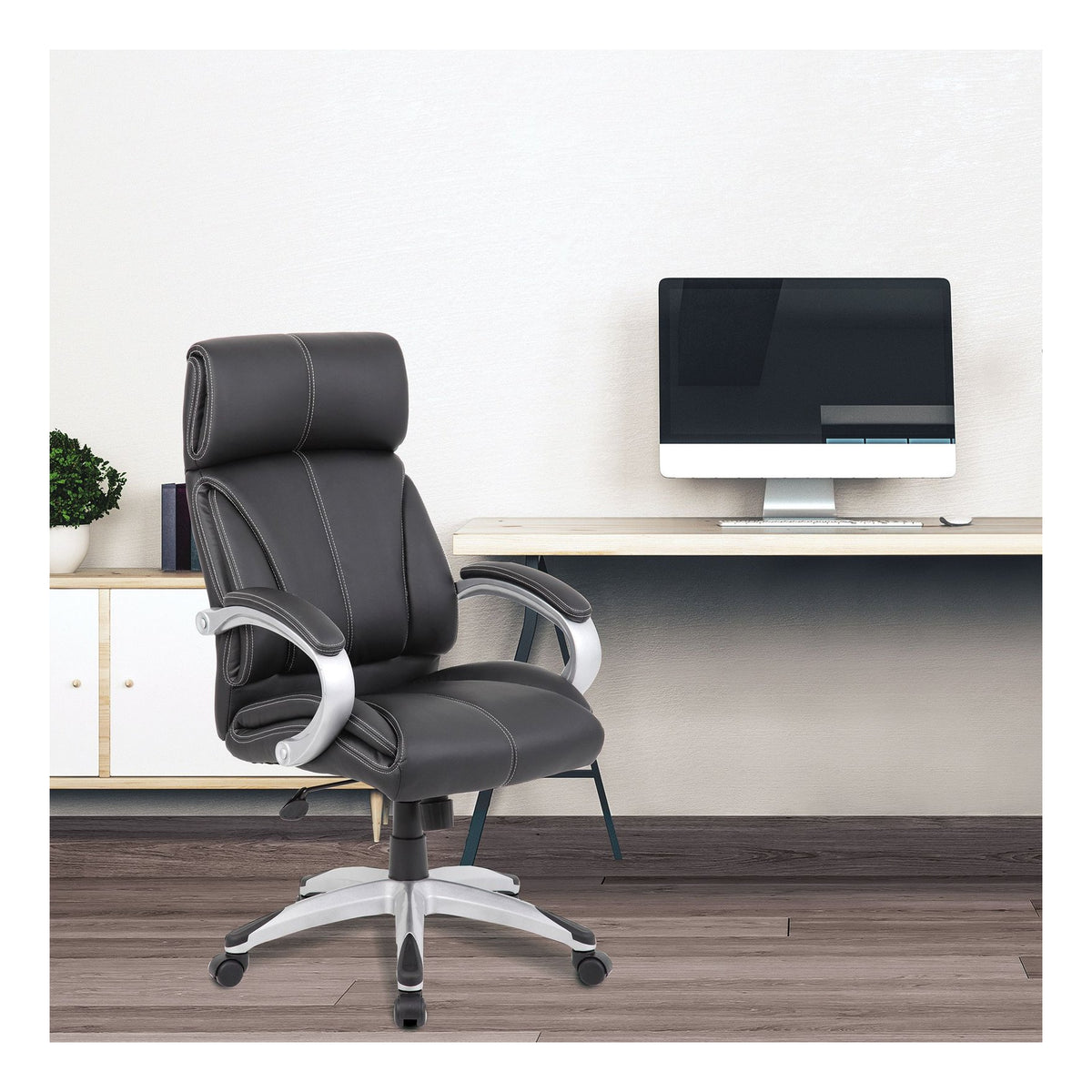 Cloud High Back Leather Manager Chair in black, view 4