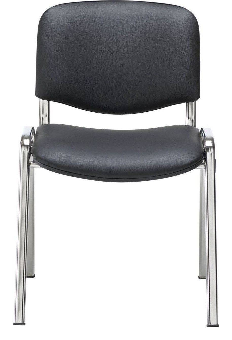 Club Chair with Chrome in black pu/chrome from the front