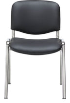Club Chair with Chrome in black pu/chrome from the front