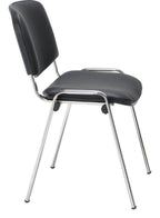 Club Chair with Chrome in black pu/chrome from the side