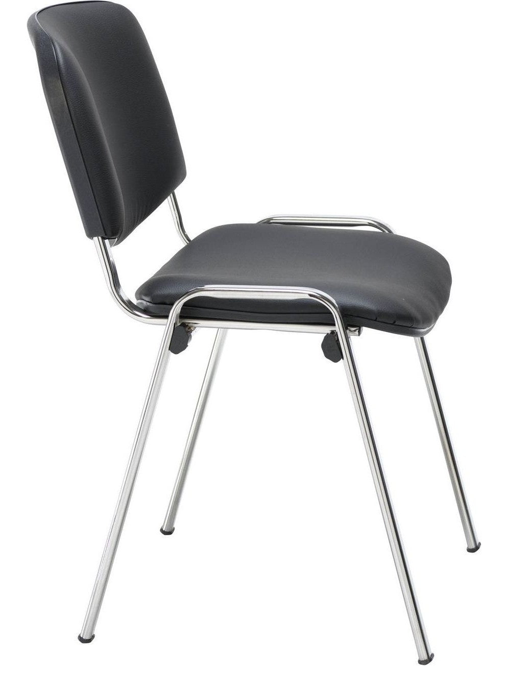 Club Chair with Chrome in black pu/chrome from the side