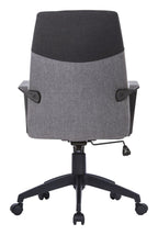 Clyde Two Tone High Back Fabric Executive Chair in grey/black back, grey seat, view 3