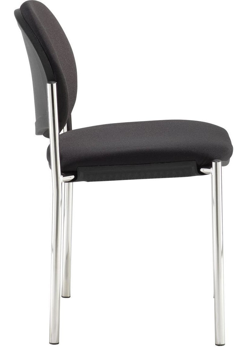 Coda Fabric Stacking Chair in black, no arms from the side