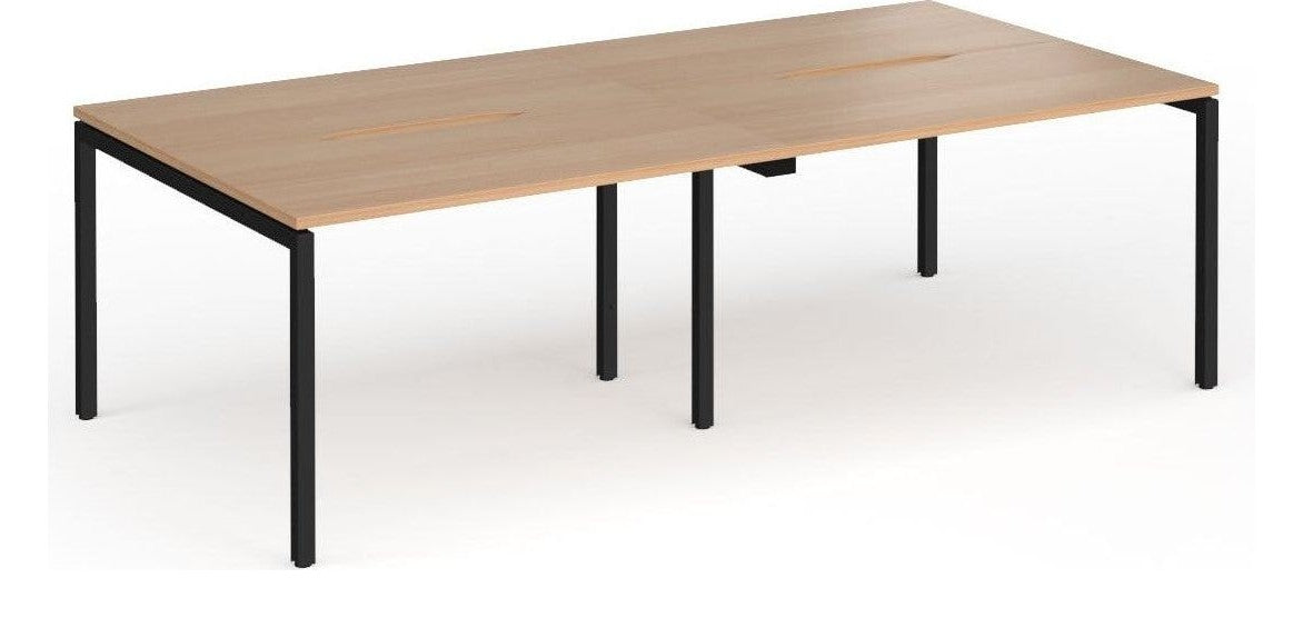 Connex Plus double back to back desk 2400 x 1200, black frame, beech top