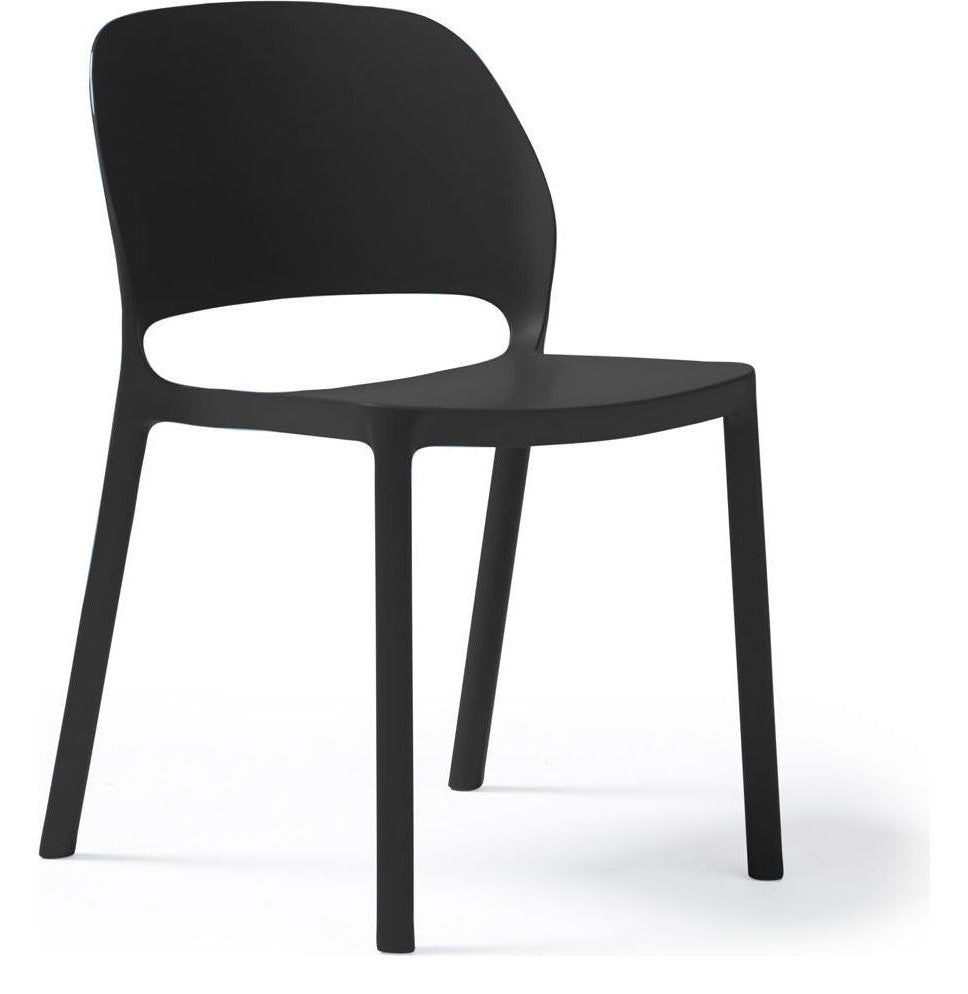 Contra Plastic Stacking Chair in black, no arms