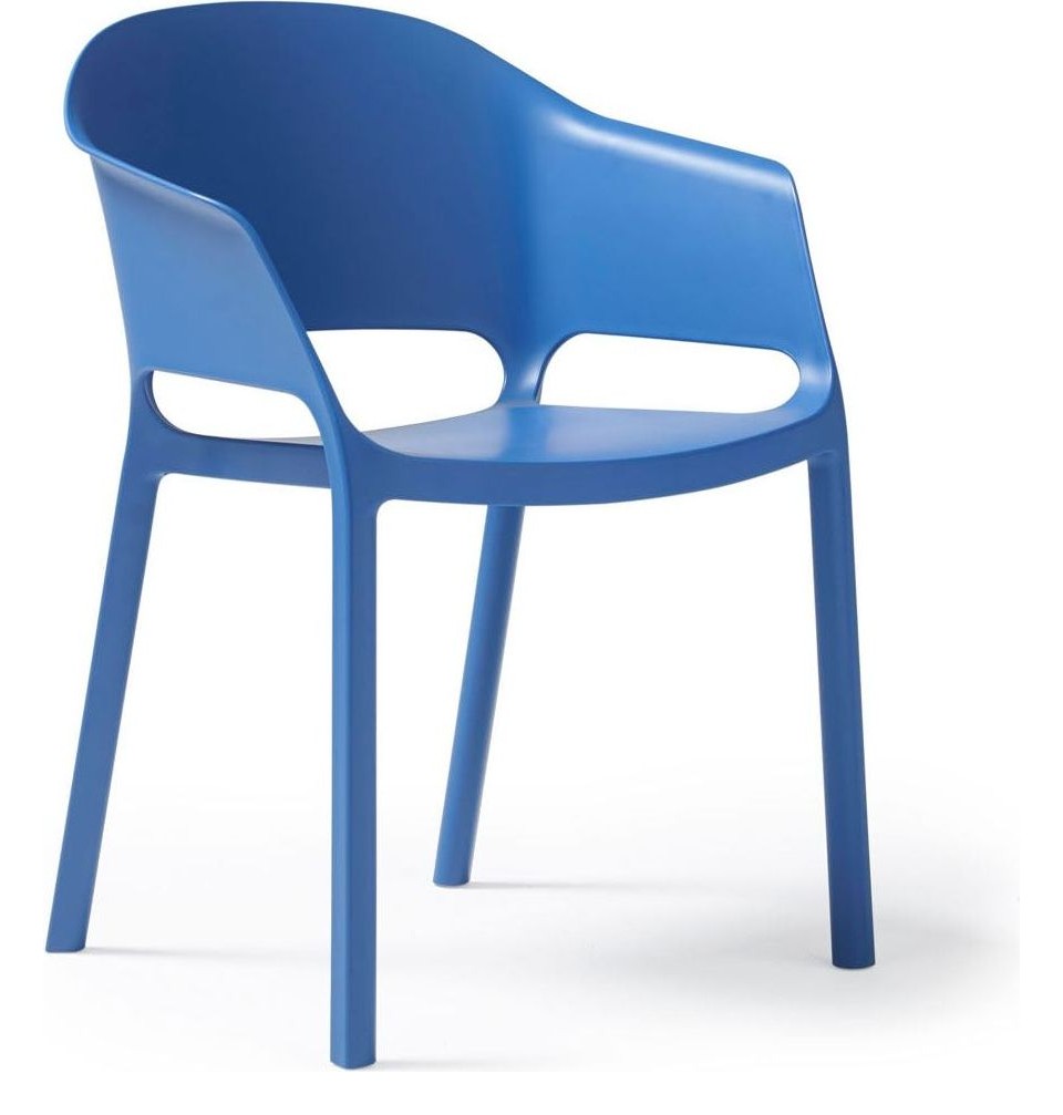 Contra Plastic Stacking Chair in blue, arms