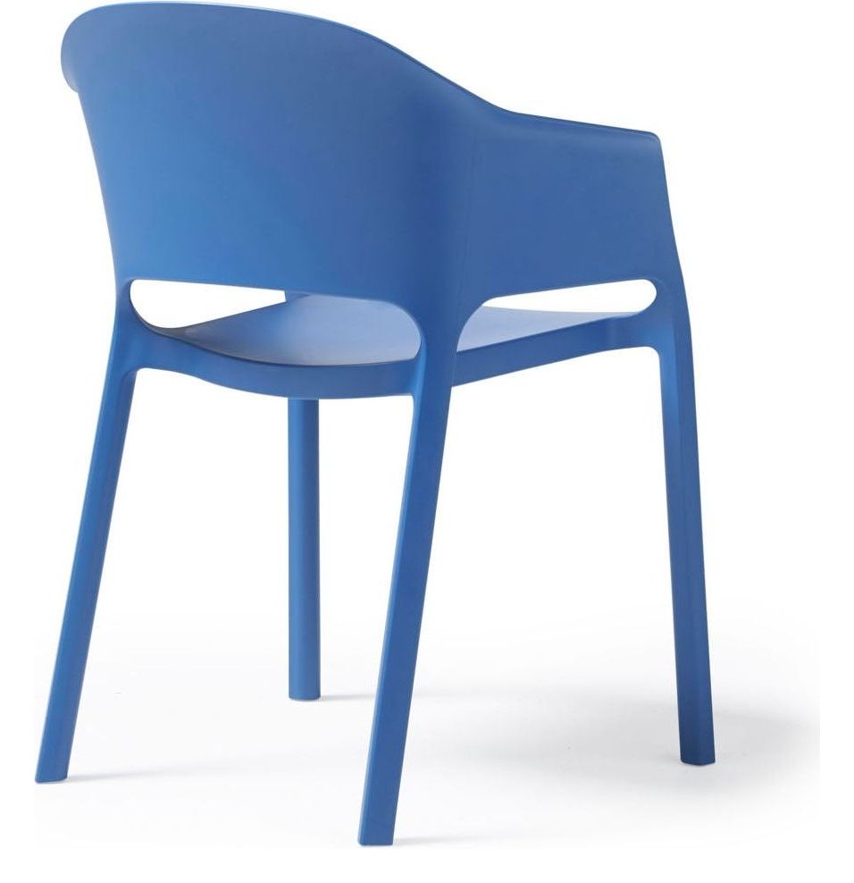 Contra Plastic Stacking Chair in blue, arms from the back