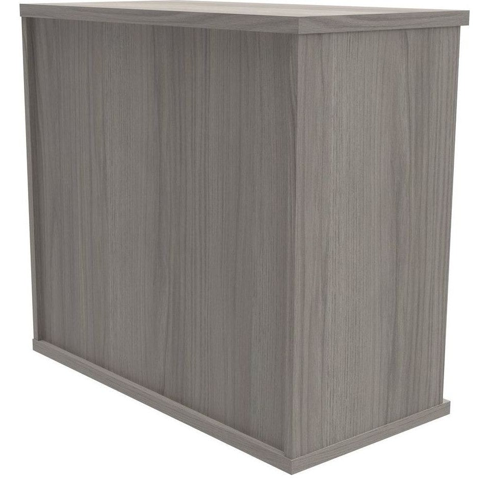 Core Bookcase in alaskan grey oak from the back at an angle
