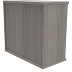 Core Bookcase in alaskan grey oak from the back at an angle