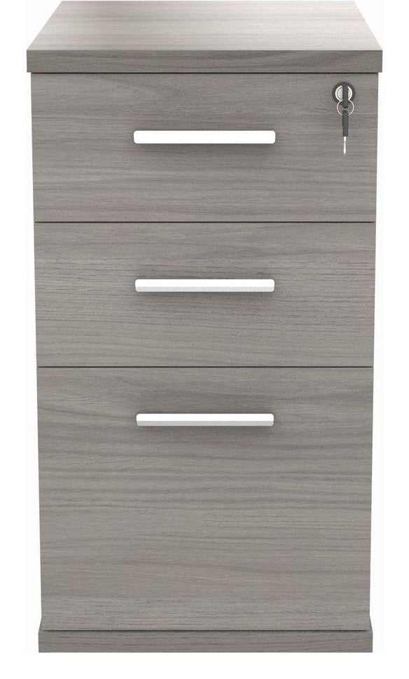 Core Desk High Pedestal in alaskan grey oak from the front