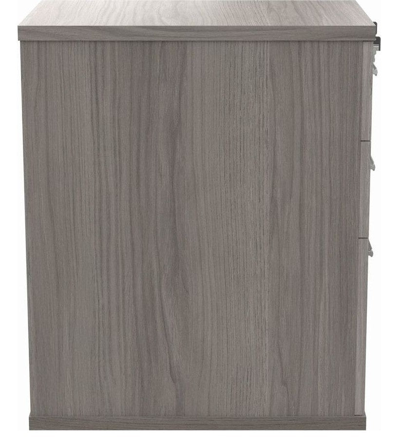 Core Desk High Pedestal in alaskan grey oak from the side