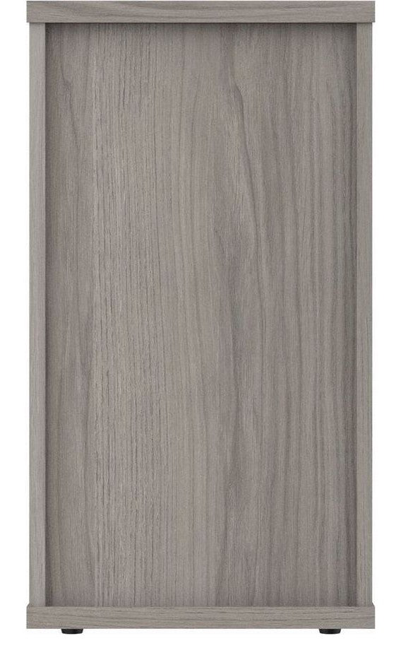Core Desk High Pedestal in alaskan grey oak from the back