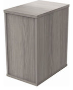 Core Desk High Pedestal in alaskan grey oak from the back at an angle