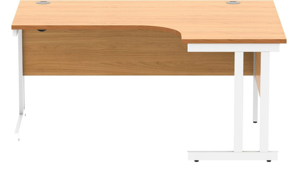 Core Double Upright Radial Desk with 600mm Deep Desk High Pedestal from the front
