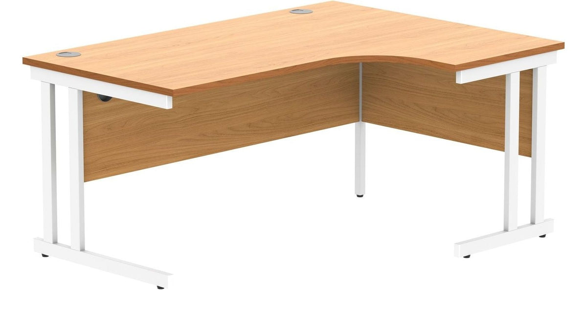 Core Double Upright Radial Desk with 600mm Deep Desk High Pedestal from the front at an angle