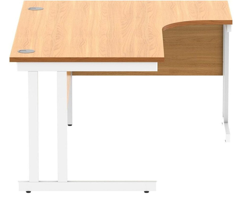 Core Double Upright Radial Desk with 600mm Deep Desk High Pedestal from the side