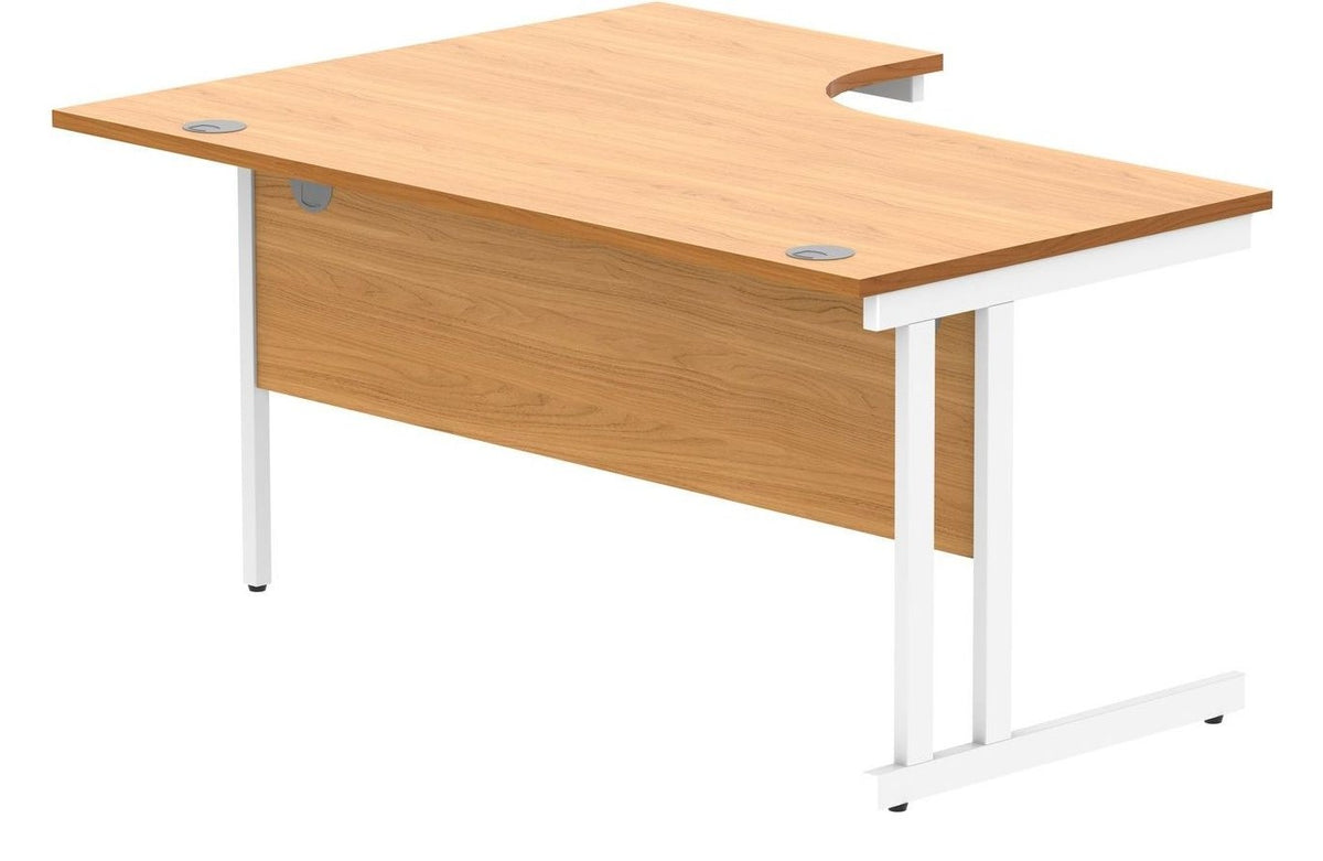 Core Double Upright Radial Desk with 600mm Deep Desk High Pedestal from the back at an angle