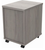 Core Mobile Pedestal in alaskan grey oak from the back at an angle