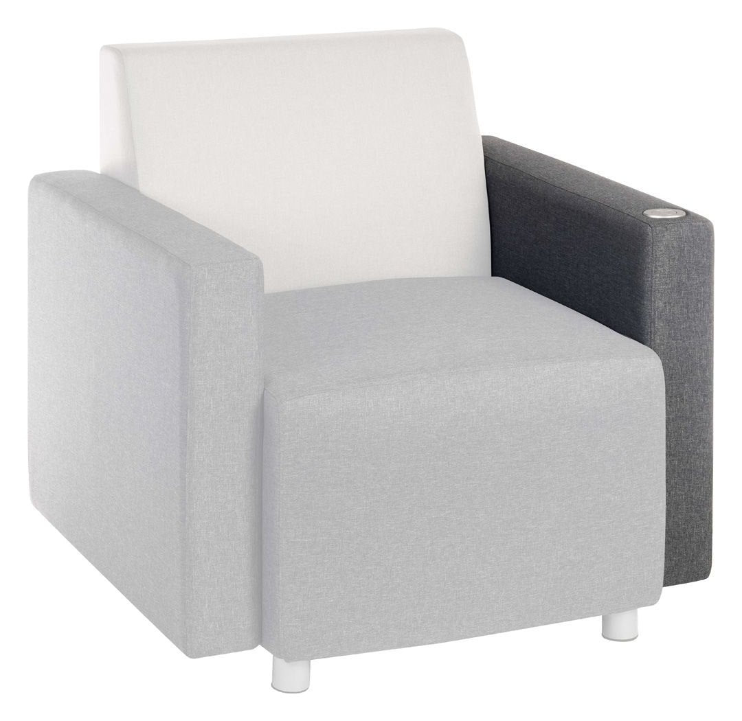 Cube USB Armrest, Left in dark grey