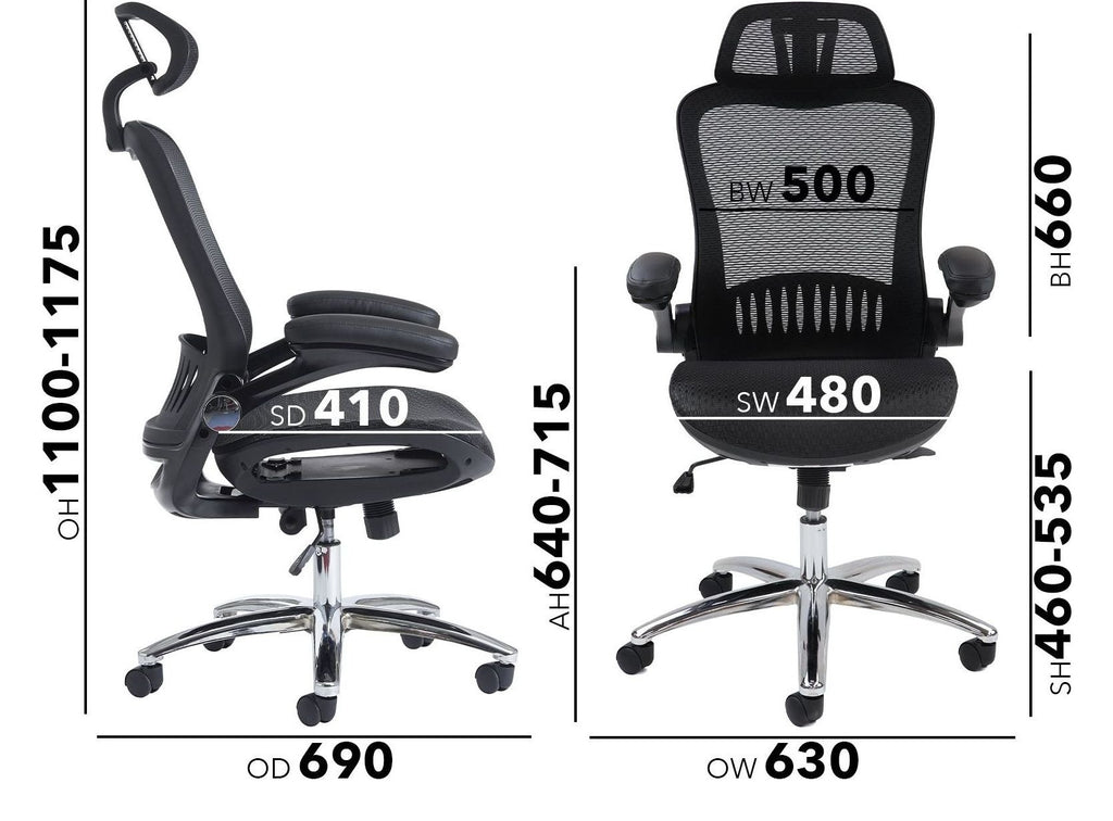 Curva Mesh Executive Chair dimensions