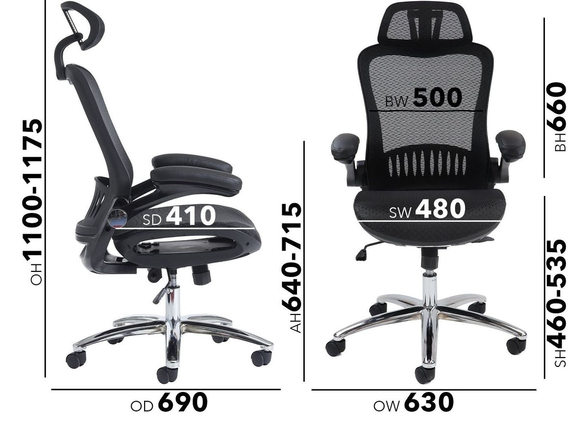 Curva Mesh Executive Chair dimensions