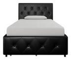 Dakota Bed With Storage Drawers Faux Leather, Single