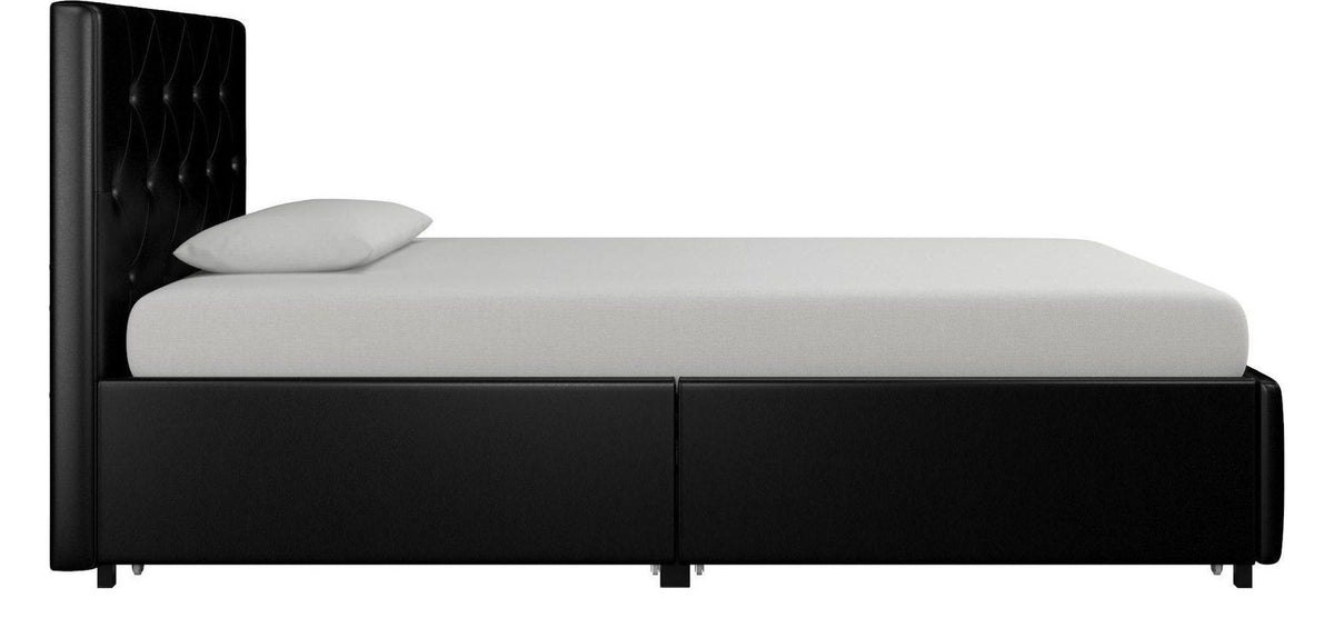 Dakota Bed With Storage Drawers Faux Leather, Single, view 4