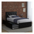 Dakota Bed With Storage Drawers Faux Leather, Single, view 6