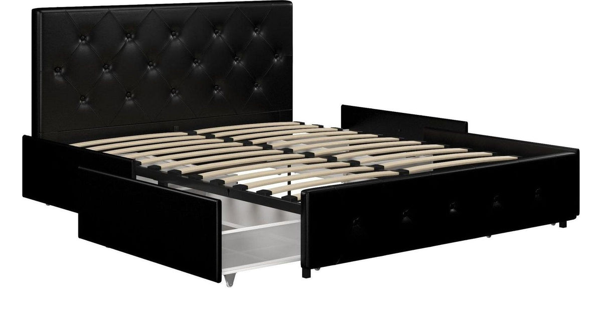 Dakota Bed With Storage Faux Leather, view 3