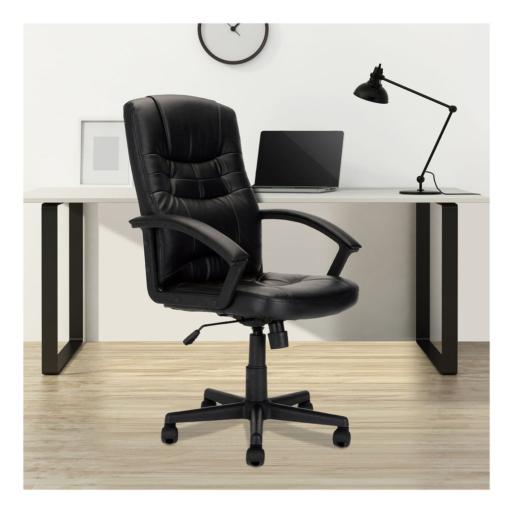 Darwin High Back Leather Effect Executive Chair in black, view 6
