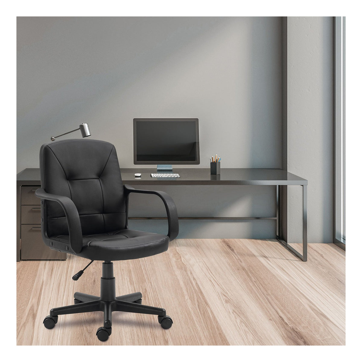 Delph Medium Back Leather Executive Chair in black, view 5
