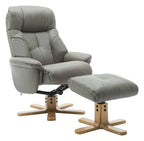 Denver Luxury Recliner with Footstool in grey leather look
