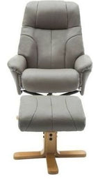 Denver Luxury Recliner with Footstool in grey leather look, view 2