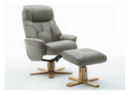 Denver Luxury Recliner with Footstool in grey leather look, view 3