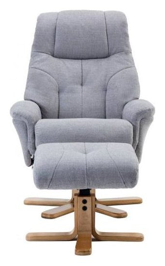 Denver Luxury Recliner with Footstool in light grey, view 2