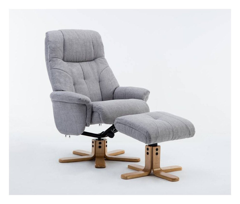 Denver Luxury Recliner with Footstool in light grey, view 3