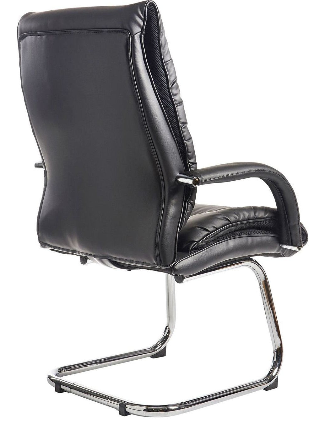 Derby Leather Visitor Chair in black from the back