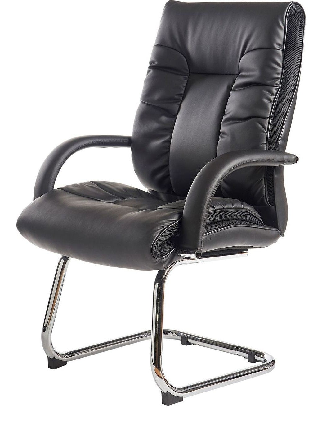 Derby Leather Visitor Chair in black from the side