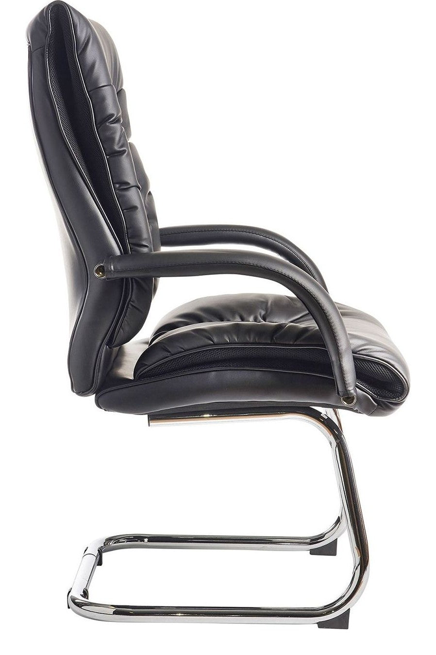 Derby Leather Visitor Chair in black from the side